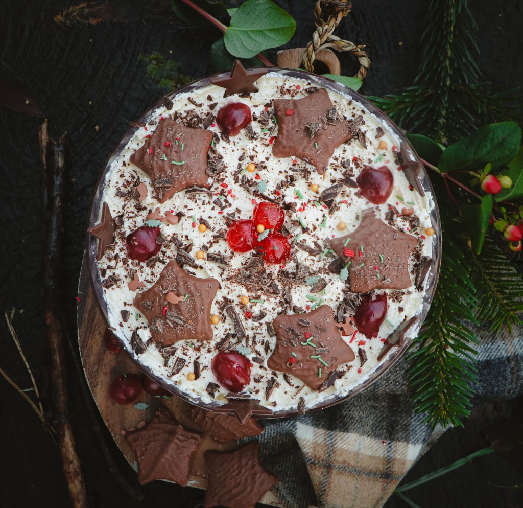 Scottish chocolate trifle top down view